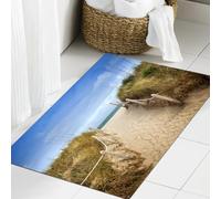 JHAOUNUK Tappeto Bagno Super Assorbente Tappetino per Doccia Microfibra,Asciugatura Rapida Tappetino Doccia per,Sentiero attraverso le dune fino alla spiaggia e al vecchio molo di legno Mar Ba,60x90cm