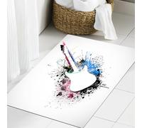 JHAOUNUK Tappeto Bagno Super Assorbente Tappetino per Doccia Microfibra,Asciugatura Rapida Tappetino Doccia per,Chitarra, silhouette astratta di uno strumento musicale con spruzzi di vernice g,60x90cm