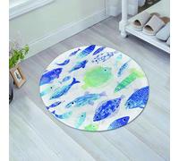 JHAOUNUK Tappeto Bagno Super Assorbente Tappetino per Doccia Microfibra,Asciugatura Rapida Tappetino Doccia per,Modelli di pesci artigianali con linee d'onda e motivi di nuvole nel cielo, vita,60x60cm