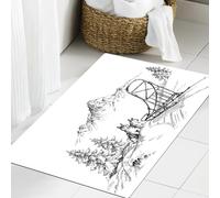 JHAOUNUK Tappeto Bagno Super Assorbente Tappetino per Doccia Microfibra,Asciugatura Rapida Tappetino Doccia per,Alaskan Malamute, Paesaggio montano in inverno Cani da slitta Pini Arte selvaggi,50x80cm