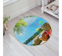 JHAOUNUK Tappeto Bagno Super Assorbente Tappetino per Doccia Microfibra,Asciugatura Rapida Tappetino Doccia per,frutta tropicale fresca in riva al mare sotto un ramo di palma,60x60cm