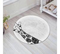 JHAOUNUK Tappeto Bagno Super Assorbente Tappetino per Doccia Microfibra,Asciugatura Rapida Tappetino Doccia per,Testa di giraffa in stile incisione. Animale bianco africano in stile schizzo. I,60x60cm