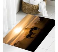 JHAOUNUK Tappeto Bagno Super Assorbente Tappetino per Doccia Microfibra,Asciugatura Rapida Tappetino Doccia per,Paesaggio di cavalli, silhouette di stalloni innamorati paesaggio romantico tram,60x90cm