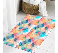 JHAOUNUK Tappeto Bagno Super Assorbente Tappetino per Doccia Microfibra,Asciugatura Rapida Tappetino Doccia per,Geometrico, Toni tenui, Cerchi sovrapposti sfocati, Mosaico, Festa di compleanno,60x90cm