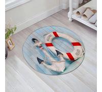 JHAOUNUK Tappeto Bagno Super Assorbente Tappetino per Doccia Microfibra,Asciugatura Rapida Tappetino Doccia per,Ancora e salvagente su uno sfondo di assi di legno bianche e rovinate.,60x60cm
