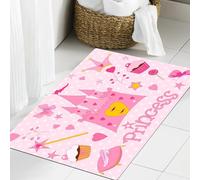 JHAOUNUK Tappeto Bagno Super Assorbente Tappetino per Doccia Microfibra,Asciugatura Rapida Tappetino Doccia per,Bambini, pantofole con tiara da principessa, castello da favola, farfalla, cuore,60x90cm
