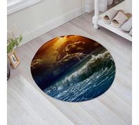 JHAOUNUK Tappeto Bagno Super Assorbente Tappetino per Doccia Microfibra,Asciugatura Rapida Tappetino Doccia per,Lake Set, orages, Rayons, océan, Vagues, Forces Sauvages, feu, brûlé, dans, Les,60x60cm