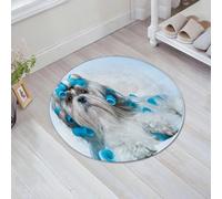 JHAOUNUK Tappeto Bagno Super Assorbente Tappetino per Doccia Microfibra,Asciugatura Rapida Tappetino Doccia per,Decor Lover Dogs, cane Shih Tzu con vista frontale del salone di toelettatura Su,60x60cm