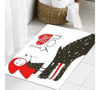 JHAOUNUK Tappeto Bagno Super Assorbente Tappetino per Doccia Microfibra,Asciugatura Rapida Tappetino Doccia per,Cappuccetto Rosso che presenta un fiore a Lupo Nero. Cappuccetto Rosso ama il lu,60x90cm