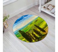 JHAOUNUK Tappeto Bagno Super Assorbente Tappetino per Doccia Microfibra,Asciugatura Rapida Tappetino Doccia per,Natura, tramonto rurale in Italia paesaggio con alberi prati freschi e k,60x60cm