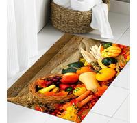 JHAOUNUK Tappeto Bagno Super Assorbente Tappetino per Doccia Microfibra,Asciugatura Rapida Tappetino Doccia per,Raccolta di cibi legati al Ringraziamento sparsi su un tavolo di legno Verdure F,60x90cm