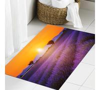 JHAOUNUK Tappeto Bagno Super Assorbente Tappetino per Doccia Microfibra,Asciugatura Rapida Tappetino Doccia per,Paesaggio estivo al tramonto con campo di lavanda e due alberi vicino a Valensol,60x90cm