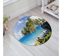 JHAOUNUK Tappeto Bagno Super Assorbente Tappetino per Doccia Microfibra,Asciugatura Rapida Tappetino Doccia per,Decor Landscape, stampa di destinazione esotica con isola caraibica con palme e,60x60cm