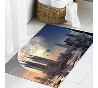 JHAOUNUK Tappeto Bagno Super Assorbente Tappetino per Doccia Microfibra,Asciugatura Rapida Tappetino Doccia per,Città, astronavi in formazione Città aliena futuristica nella,60x90cm