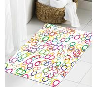 JHAOUNUK Tappeto Bagno Super Assorbente Tappetino per Doccia Microfibra,Asciugatura Rapida Tappetino Doccia per,Microfibra - Set, Cerchi Arcobaleno Festa Riunioni Rotondo Spettro Estate,60x90cm