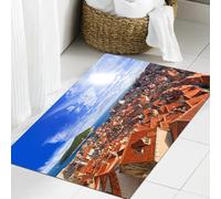JHAOUNUK Tappeto Bagno Super Assorbente Tappetino per Doccia Microfibra,Asciugatura Rapida Tappetino Doccia per,Paesaggio urbano europeo Tramonto della città di Dubrovnik con l'isola Cultura m,60x90cm