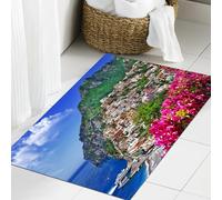 JHAOUNUK Tappeto Bagno Super Assorbente Tappetino per Doccia Microfibra,Asciugatura Rapida Tappetino Doccia per,Italia, Vista panoramica di Positano Amalfi Napoli Fioritura Fiori Villaggio Cos,60x90cm
