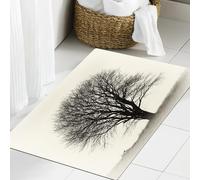 JHAOUNUK Tappeto Bagno Super Assorbente Tappetino per Doccia Microfibra,Asciugatura Rapida Tappetino Doccia per,Bianco e nero, albero solitario in un campo con molti rami spogli, campagna vint,60x90cm