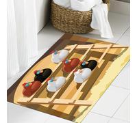 JHAOUNUK Tappeto Bagno Super Assorbente Tappetino per Doccia Microfibra,Asciugatura Rapida Tappetino Doccia per,Le galline dormono su un trespolo in un pollaio raster,60x90cm