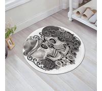 JHAOUNUK Tappeto Bagno Super Assorbente Tappetino per Doccia Microfibra,Asciugatura Rapida Tappetino Doccia per,Coppia teschio giorno dei morti. Disegno a mano su carta.,60x60cm