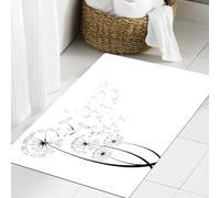 JHAOUNUK Tappeto Bagno Super Assorbente Tappetino per Doccia Microfibra,Asciugatura Rapida Tappetino Doccia per,Dente di leone, semi di tarassaco monocromatici che soffiano nel vento, tema rom,60x90cm