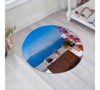 JHAOUNUK Tappeto Bagno Super Assorbente Tappetino per Doccia Microfibra,Asciugatura Rapida Tappetino Doccia per,Splendida vista del paesaggio marino del Mar Egeo del Mediterraneo Santorini,60x60cm