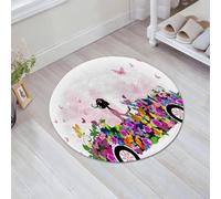 JHAOUNUK Tappeto Bagno Super Assorbente Tappetino per Doccia Microfibra,Asciugatura Rapida Tappetino Doccia per,Set di auto, donna alla guida di un'auto floreale con farfalle nell'aria Riempim,60x60cm