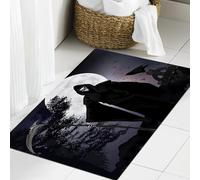 JHAOUNUK Tappeto Bagno Super Assorbente Tappetino per Doccia Microfibra,Asciugatura Rapida Tappetino Doccia per,Illustrazione - Silhouette di un Grim Reaper o di uno spirito maligno fantasy in,60x90cm