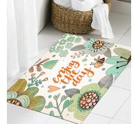 JHAOUNUK Tappeto Bagno Super Assorbente Tappetino per Doccia Microfibra,Asciugatura Rapida Tappetino Doccia per,Bellissimo concetto di goditi la giornata con design floreale in vettoriale. Fio,60x90cm
