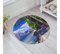 JHAOUNUK Tappeto Bagno Super Assorbente Tappetino per Doccia Microfibra,Asciugatura Rapida Tappetino Doccia per,Paesaggio Scenico Lago di Garda Malcesine Italia Pietra Strada ciclabile con fio,60x60cm