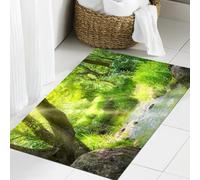 JHAOUNUK Tappeto Bagno Super Assorbente Tappetino per Doccia Microfibra,Asciugatura Rapida Tappetino Doccia per,Foresta, cascata di ruscello nella foresta tropicale tra alberi giungla bosco pa,60x90cm