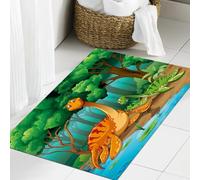 JHAOUNUK Tappeto Bagno Super Assorbente Tappetino per Doccia Microfibra,Asciugatura Rapida Tappetino Doccia per,Illustrazione di dinosauri che vivono nella giungla,60x90cm