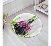 JHAOUNUK Tappeto Bagno Super Assorbente Tappetino per Doccia Microfibra,Asciugatura Rapida Tappetino Doccia per,Spa, relax asiatico con pietre da massaggio Zen. Orchidea viola,60x60cm