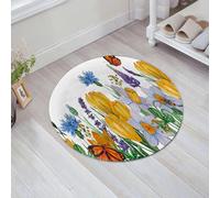 JHAOUNUK Tappeto Bagno Super Assorbente Tappetino per Doccia Microfibra,Asciugatura Rapida Tappetino Doccia per,Modello di acquerello dipinto a mano di fiori primaverili. Fiordaliso blu croco,60x60cm