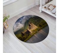 JHAOUNUK Tappeto Bagno Super Assorbente Tappetino per Doccia Microfibra,Asciugatura Rapida Tappetino Doccia per,Riflessi del castello nella luce del mattino Highlands Scozia cielo nuvoloso mon,60x60cm