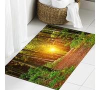 JHAOUNUK Tappeto Bagno Super Assorbente Tappetino per Doccia Microfibra,Asciugatura Rapida Tappetino Doccia per,Fattoria, riflesso di luce magica nel profondo della foresta betulleautu,60x90cm