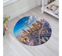 JHAOUNUK Tappeto Bagno Super Assorbente Tappetino per Doccia Microfibra,Asciugatura Rapida Tappetino Doccia per,Skyline di Dubai con la splendida città vicino alla sua autostrada più trafficat,60x60cm