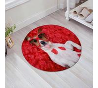 JHAOUNUK Tappeto Bagno Super Assorbente Tappetino per Doccia Microfibra,Asciugatura Rapida Tappetino Doccia per,Jack Russell cane che tira fuori la lingua mentre è sdraiato sul letto pieno di,60x60cm