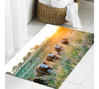 JHAOUNUK Tappeto Bagno Super Assorbente Tappetino per Doccia Microfibra,Asciugatura Rapida Tappetino Doccia per,Bestiame Mucca Nebraska Hereford Bovini TramontoCampagna Parchi Fattoria,60x90cm