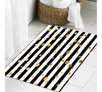 JHAOUNUK Tappeto Bagno Super Assorbente Tappetino per Doccia Microfibra,Asciugatura Rapida Tappetino Doccia per,Oro Bianco Orizzontale, Linee Spesse Strisce Pois Cerchi Im,60x90cm