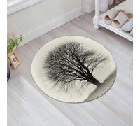 JHAOUNUK Tappeto Bagno Super Assorbente Tappetino per Doccia Microfibra,Asciugatura Rapida Tappetino Doccia per,Bianco e nero, albero solitario in un campo con molti rami spogli, campagna vint,60x60cm
