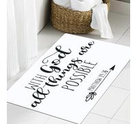 JHAOUNUK Tappeto Bagno Super Assorbente Tappetino per Doccia Microfibra,Asciugatura Rapida Tappetino Doccia per,Citazione biblica in bianco e nero Con Dio tutto è possibile,60x90cm