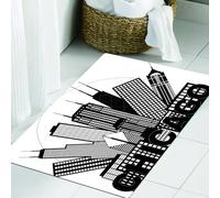 JHAOUNUK Tappeto Bagno Super Assorbente Tappetino per Doccia Microfibra,Asciugatura Rapida Tappetino Doccia per,Skyline di Chicago, paesaggio urbano circolare, edifici per uffici, ricordi nord,60x90cm
