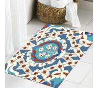 JHAOUNUK Tappeto Bagno Super Assorbente Tappetino per Doccia Microfibra,Asciugatura Rapida Tappetino Doccia per,Ornamento arabo tradizionale orientale con piccolo fiore,60x90cm