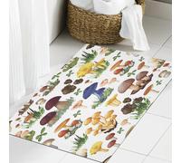 JHAOUNUK Tappeto Bagno Super Assorbente Tappetino per Doccia Microfibra,Asciugatura Rapida Tappetino Doccia per,Modello senza cuciture di funghi con specie selvatiche della foresta come suillu,60x90cm