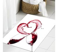 JHAOUNUK Tappeto Bagno Super Assorbente Tappetino per Doccia Microfibra,Asciugatura Rapida Tappetino Doccia per,cuore con vino rosso versato nei bicchieri amore romantico concetto festa del sa,60x90cm