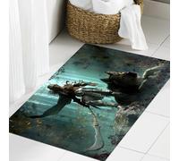 JHAOUNUK Tappeto Bagno Super Assorbente Tappetino per Doccia Microfibra,Asciugatura Rapida Tappetino Doccia per,Un brutale cacciatore elfico con una spada si erge fiero su una collina e guarda,50x80cm