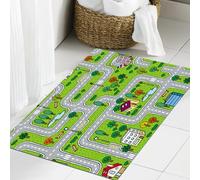 JHAOUNUK Tappeto Bagno Super Assorbente Tappetino per Doccia Microfibra,Asciugatura Rapida Tappetino Doccia per,Modello senza soluzione di continuità della città. Strade con aree erbose sullo,60x90cm