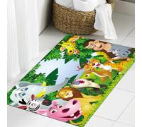 JHAOUNUK Tappeto Bagno Super Assorbente Tappetino per Doccia Microfibra,Asciugatura Rapida Tappetino Doccia per,Gruppo di animali nella giungla illustrazione,60x90cm