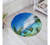 JHAOUNUK Tappeto Bagno Super Assorbente Tappetino per Doccia Microfibra,Asciugatura Rapida Tappetino Doccia per,esotica spiaggia hawaiana con palme e barche da pesca Paradiso immagine, blu,60x60cm